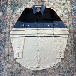 Vintage Cumberland Outfitter Striped Pearl Snap Shirt Large